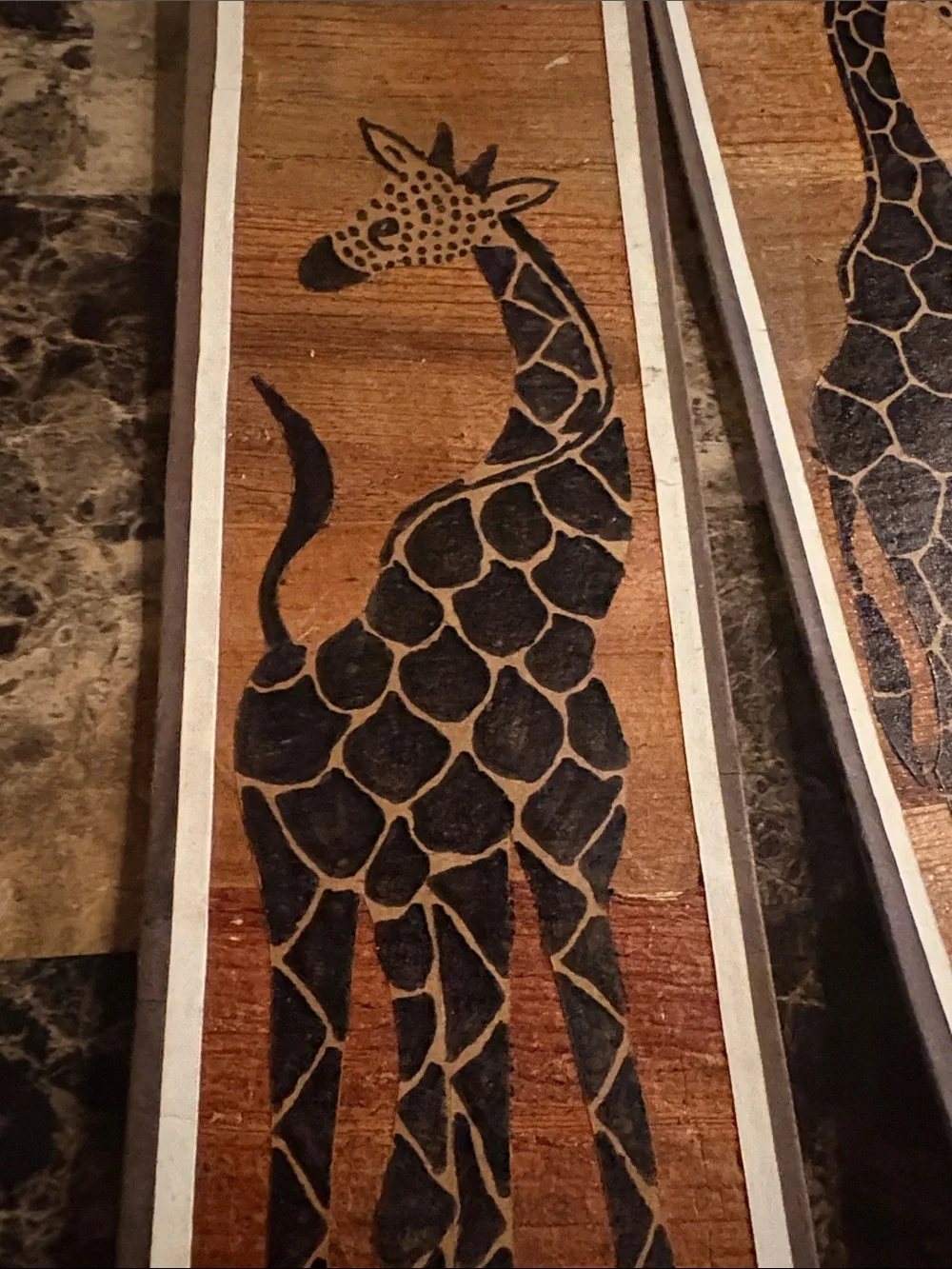 Rustic Brown & Black Giraffe Banana Leaf Wall Art Pair - Home Wall Decor